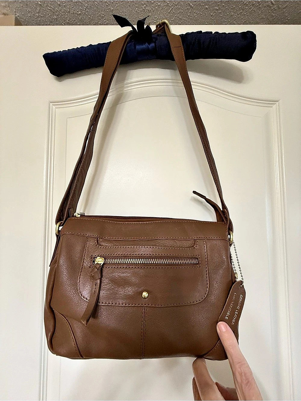 BNWOT Genuine Leather Crossbody Bag in Brown